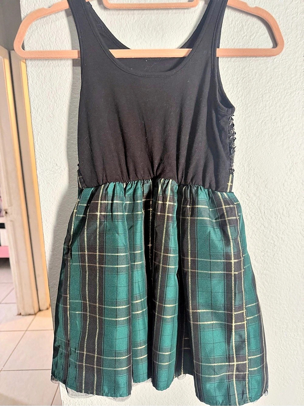 PLACE Girls Size 7/8 Plaid Sequin Dress